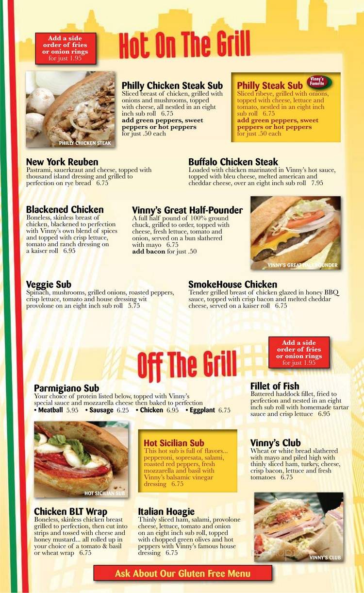 Vinny's Italian Grill & Pizzeria - Hillsborough, NC menu_pic