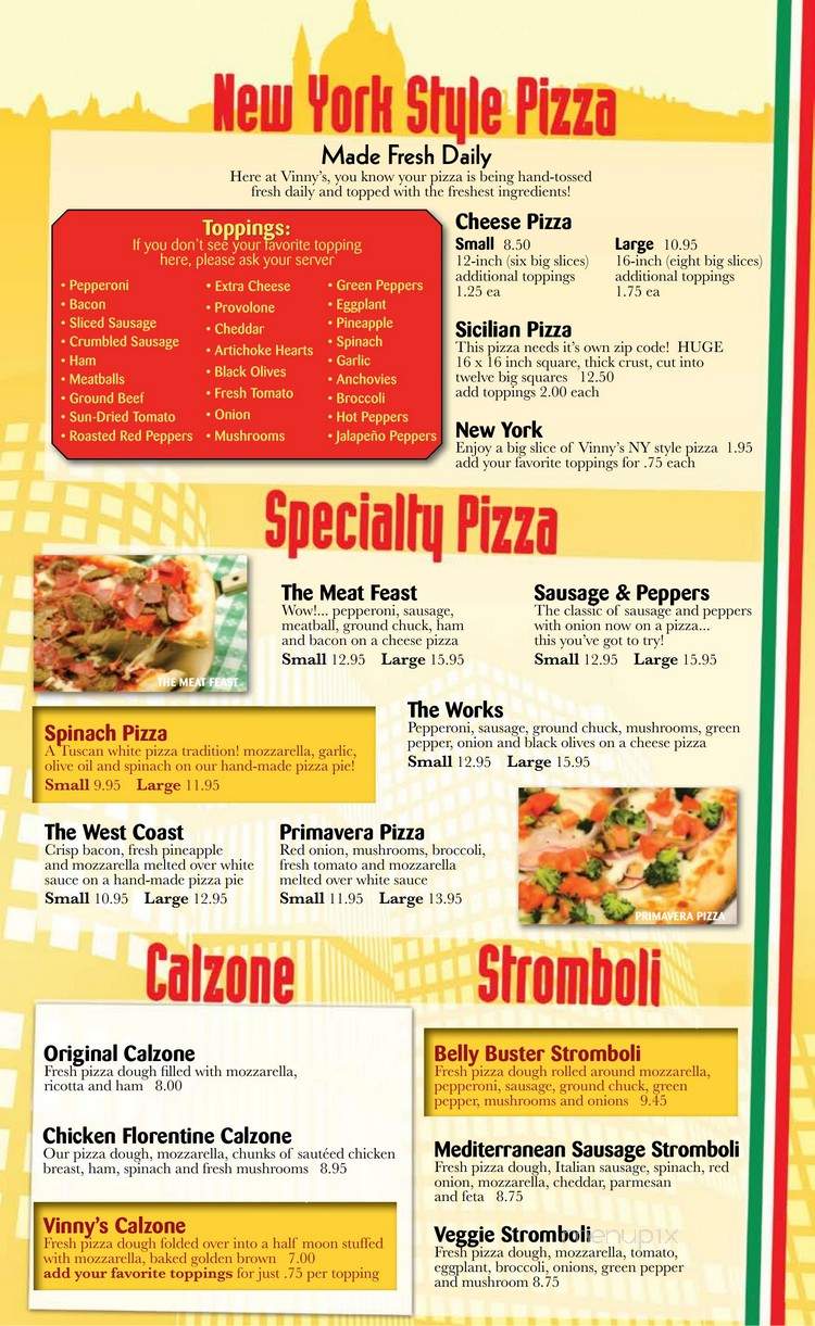 Vinny's Italian Grill & Pizzeria - Hillsborough, NC menu_pic