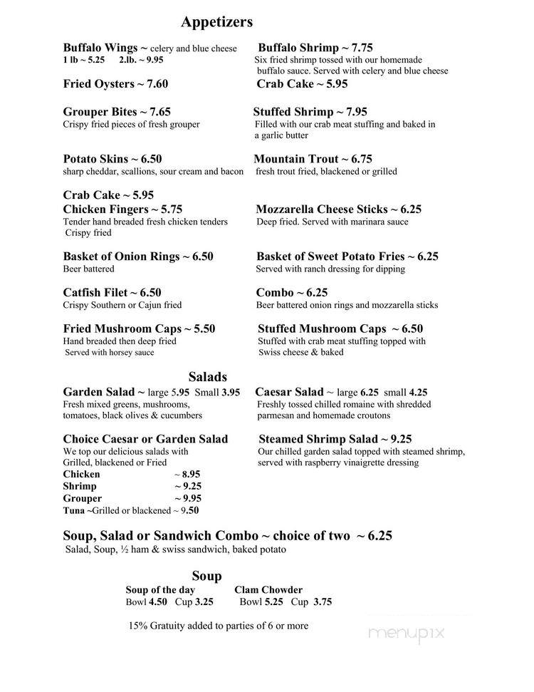 Jimmy Mac's Restaurant - Bryson City, NC menu_pic