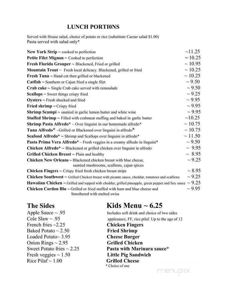 Jimmy Mac's Restaurant - Bryson City, NC menu_pic