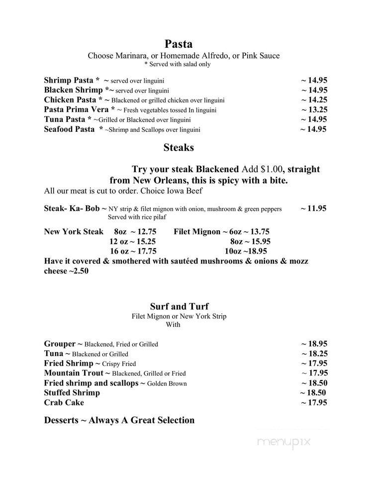 Jimmy Mac's Restaurant - Bryson City, NC menu_pic