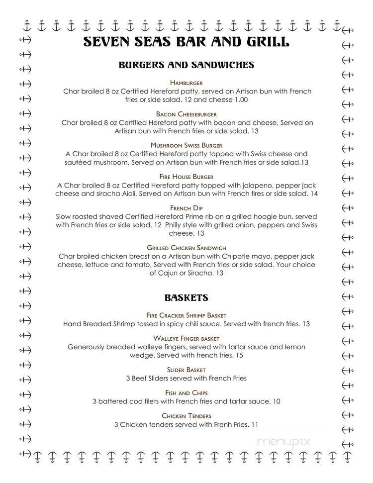 Seven Seas Inn Restaurant - Mandan, ND menu_pic