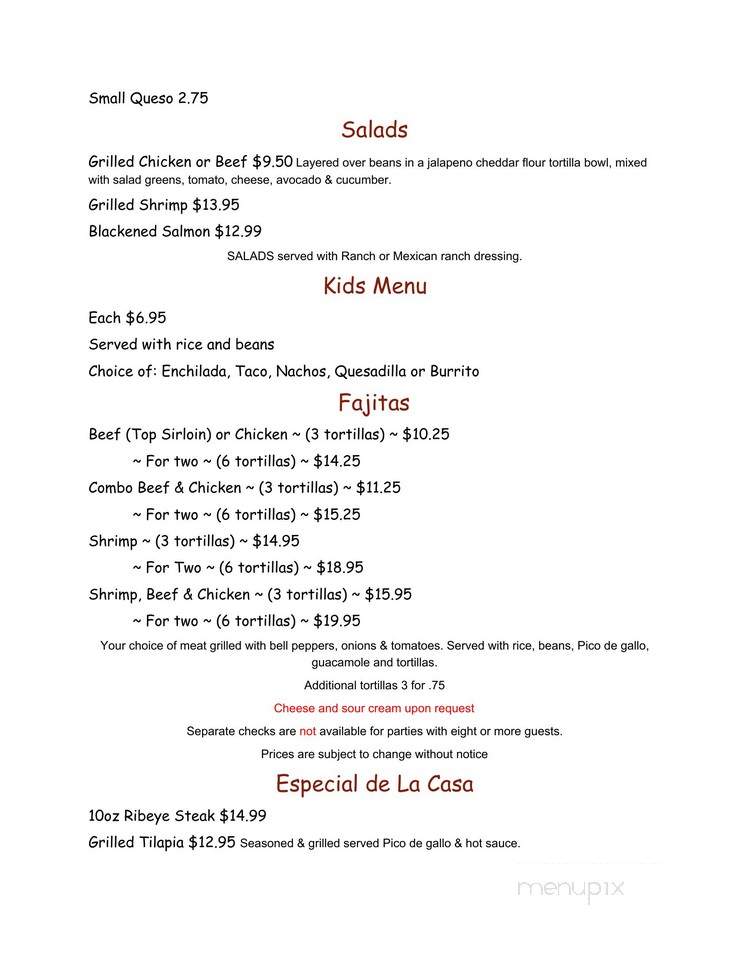 La Casita De Hoover's - Grove, OK menu_pic