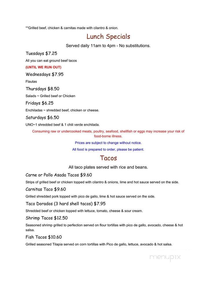 La Casita De Hoover's - Grove, OK menu_pic