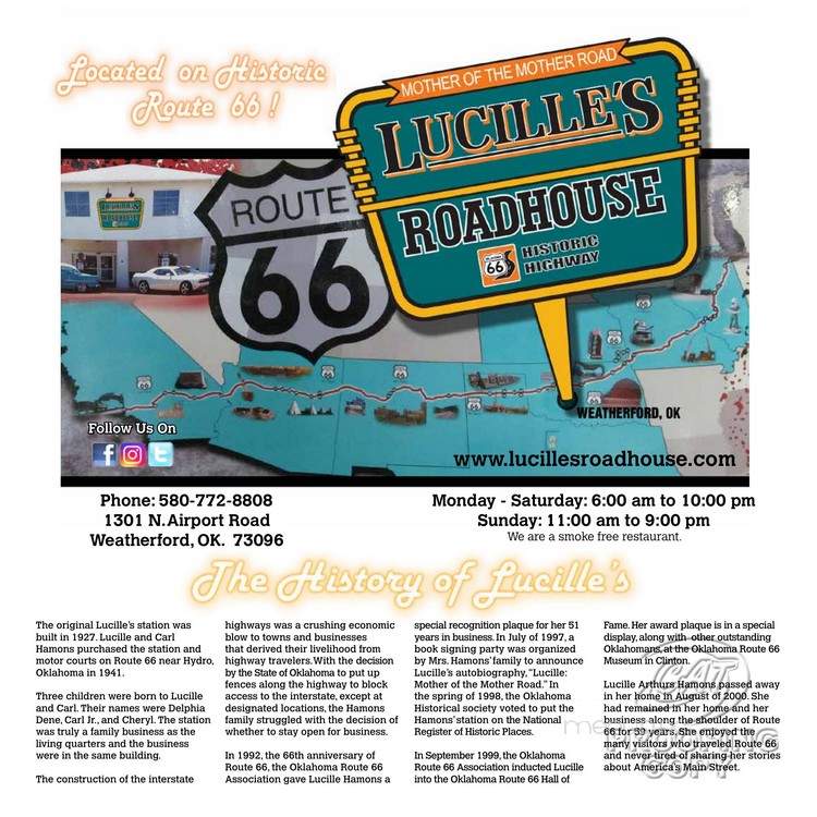 Lucille's Road House - Weatherford, OK menu_pic