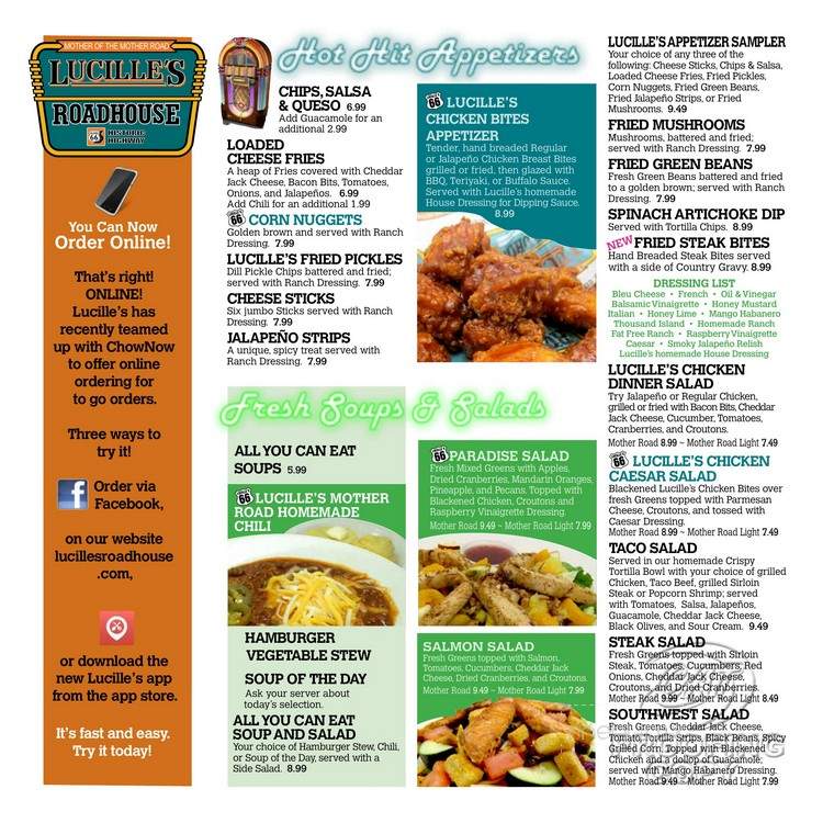 Lucille's Road House - Weatherford, OK menu_pic