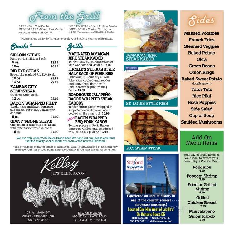 Lucille's Road House - Weatherford, OK menu_pic