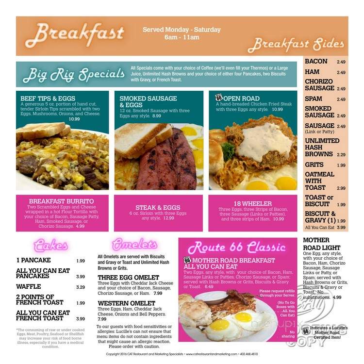 Lucille's Road House - Weatherford, OK menu_pic
