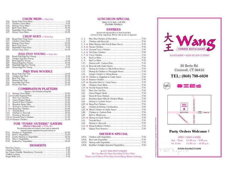 Wang Chinese Restaurant - Cromwell, CT