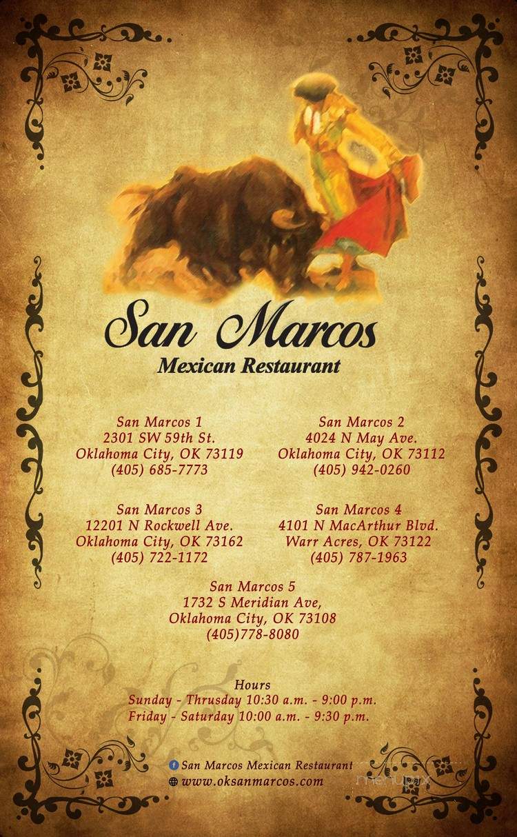 San Marcos Restaurant - Oklahoma City, OK menu_pic