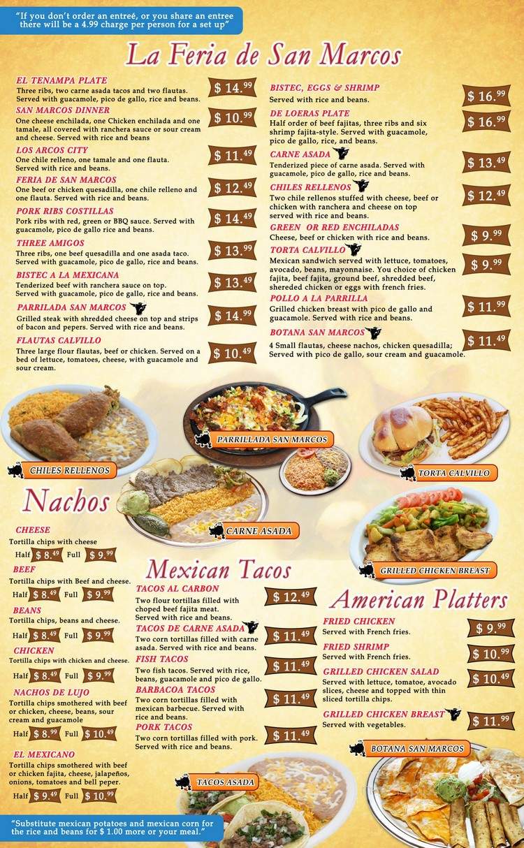 San Marcos Restaurant - Oklahoma City, OK menu_pic