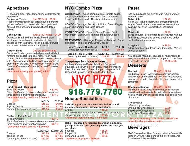 NYC Pizza - Tulsa, OK