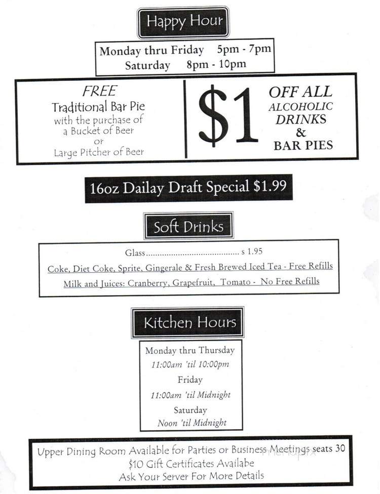 Alexion's Bar & Grill - Carnegie, PA menu_pic