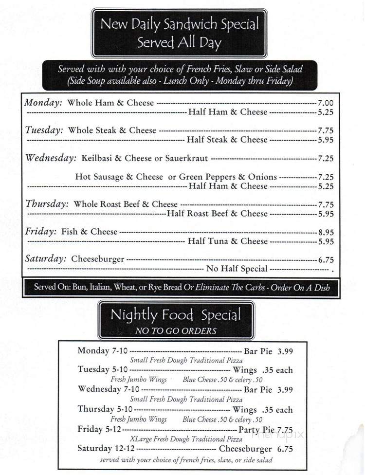 Alexion's Bar & Grill - Carnegie, PA menu_pic