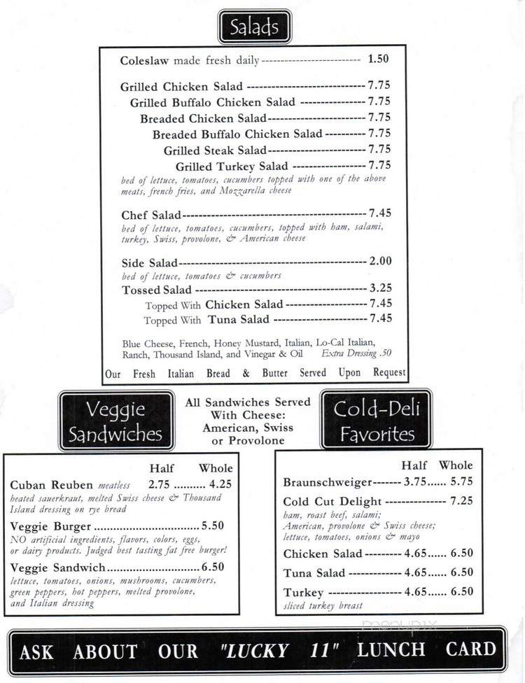 Alexion's Bar & Grill - Carnegie, PA menu_pic