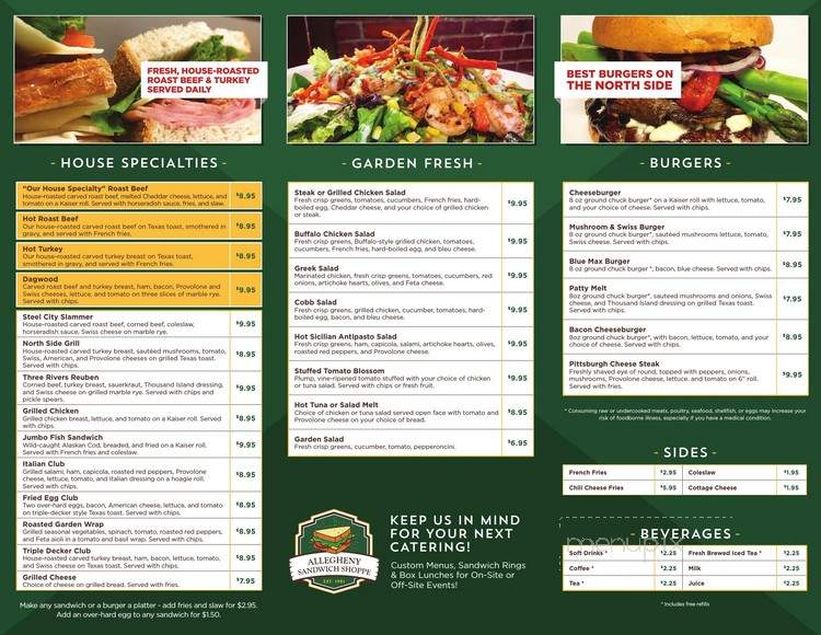 Allegheny Sandwich Shoppe Ye - Pittsburgh, PA menu_pic