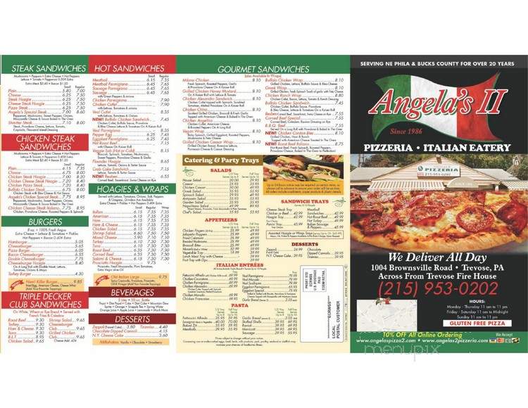 Angela's Pizzeria II - Feasterville Trevose, PA menu_pic