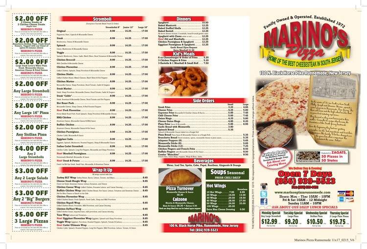 Marino's Pizza - Runnemede, NJ menu_pic