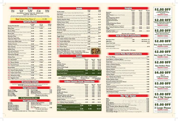 Marino's Pizza - Runnemede, NJ menu_pic