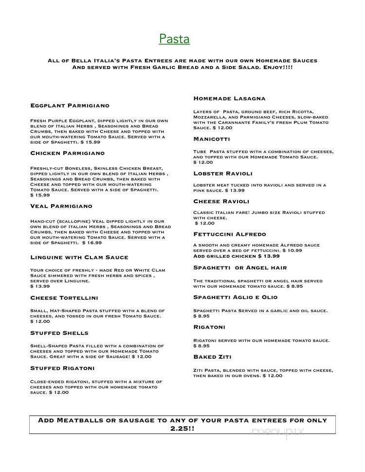 Bella Italia Restaurant - Oley, PA menu_pic