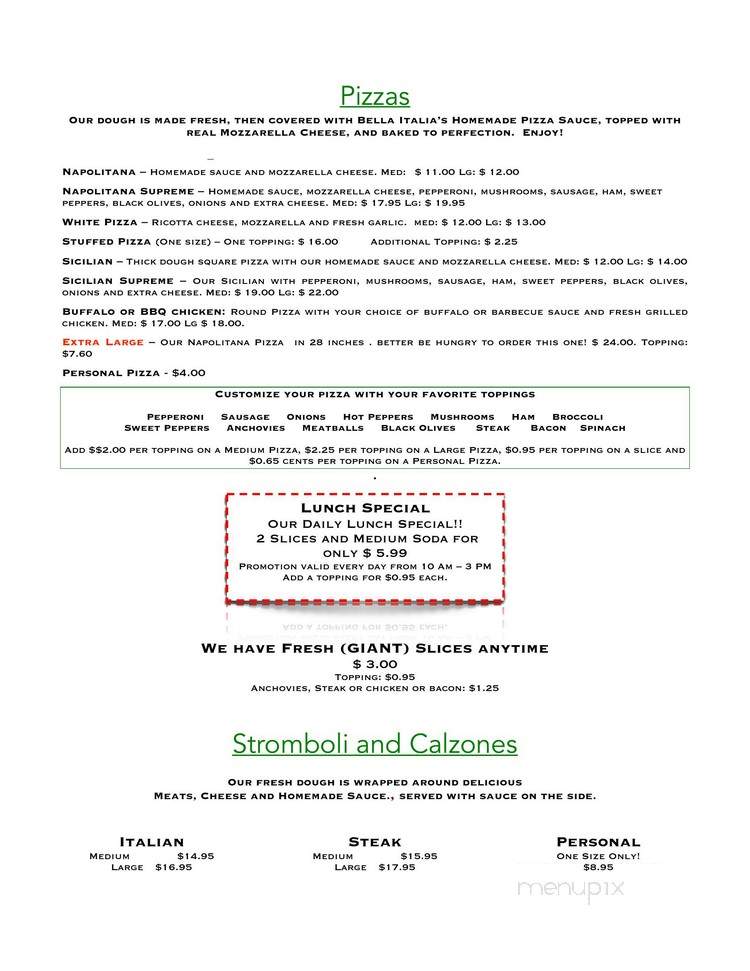 Bella Italia Restaurant - Oley, PA menu_pic
