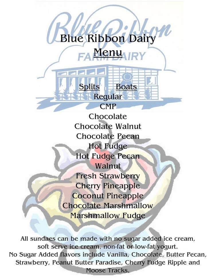 Blue Ribbon Farm Dairy - Exeter, PA menu_pic