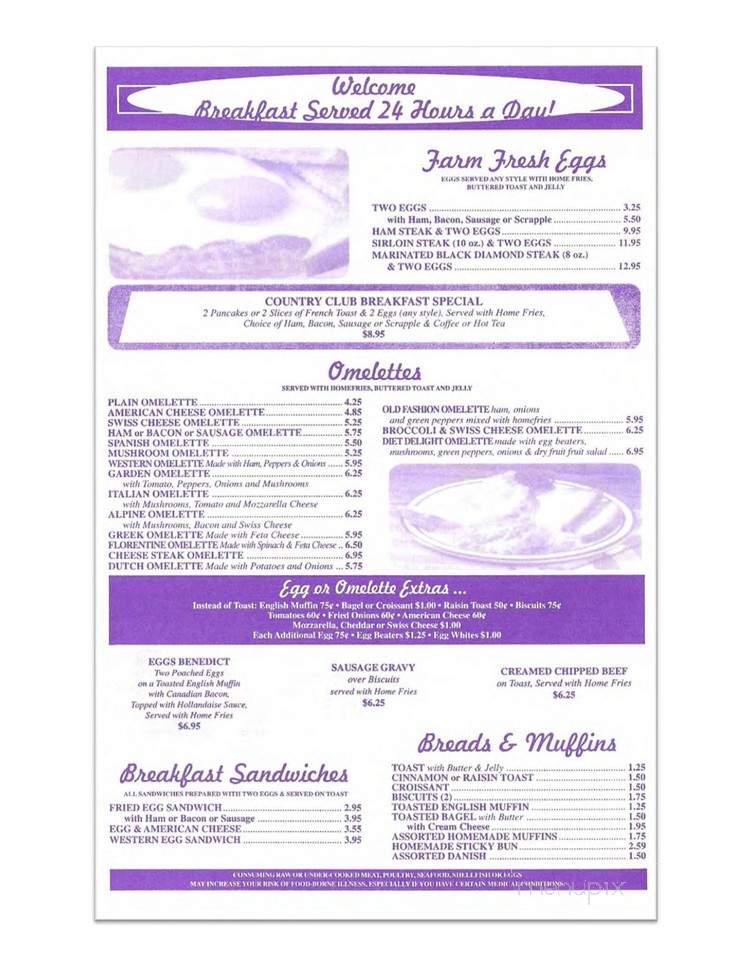 Country Club Diner - Carlisle, PA menu_pic