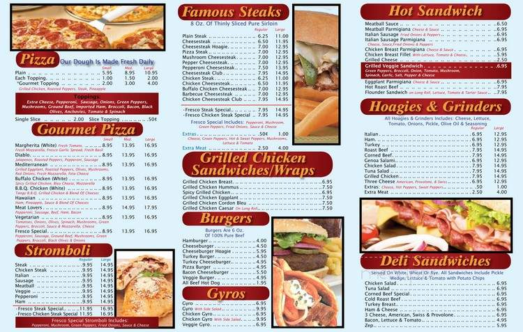 Fresco Pizza & Grill - King Of Prussia, PA menu_pic