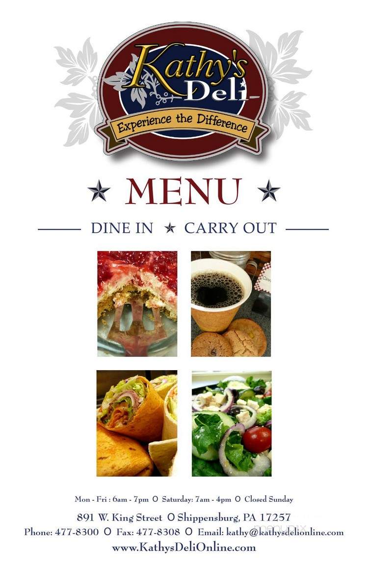 Kathy's Deli - Shippensburg, PA menu_pic