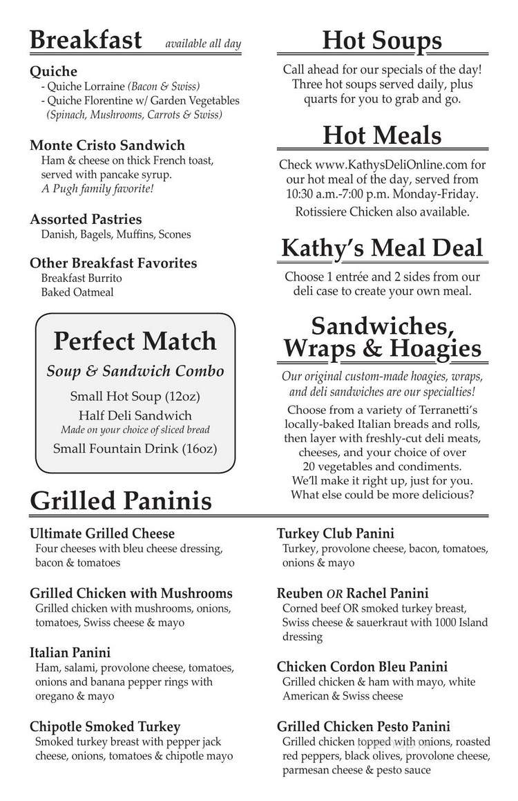 Kathy's Deli - Shippensburg, PA menu_pic