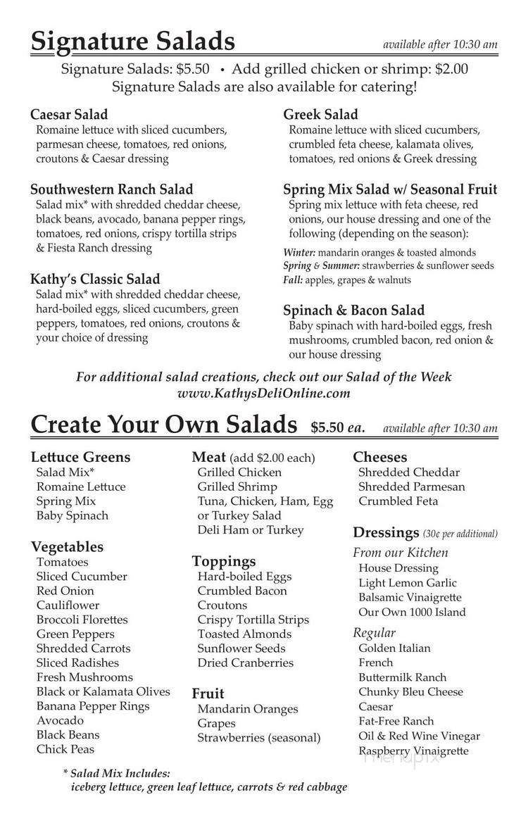 Kathy's Deli - Shippensburg, PA menu_pic