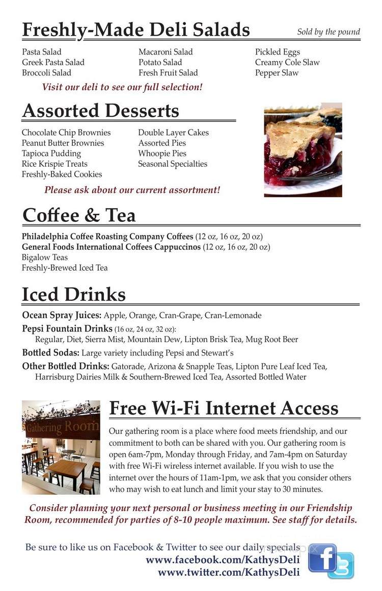 Kathy's Deli - Shippensburg, PA menu_pic