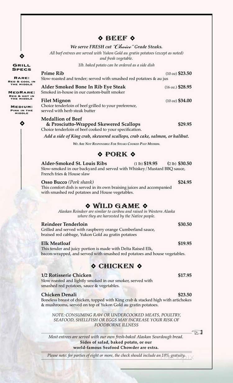Pump House Restaurant & Saloon - Fairbanks, AK menu_pic