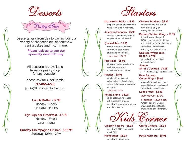 Lantern Lodge Restaurant - Myerstown, PA menu_pic