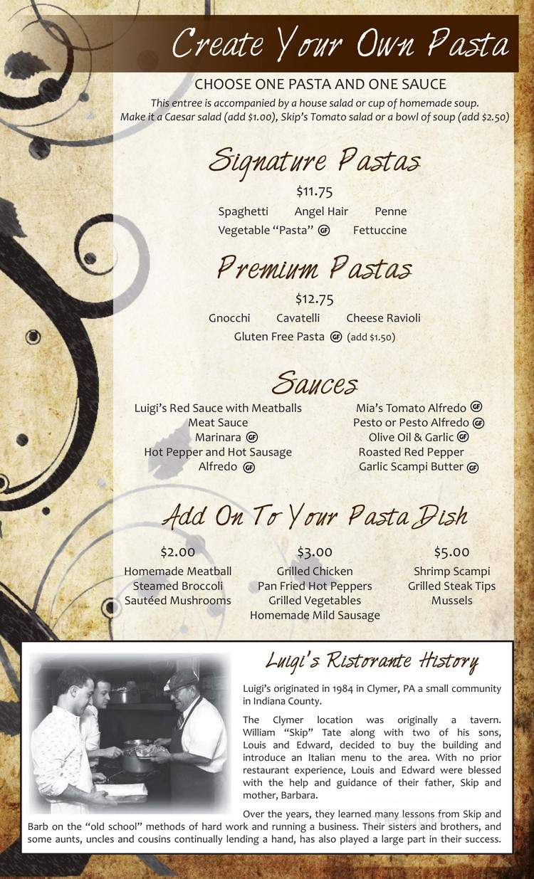 Luigi's Ristorante - DuBois, PA menu_pic