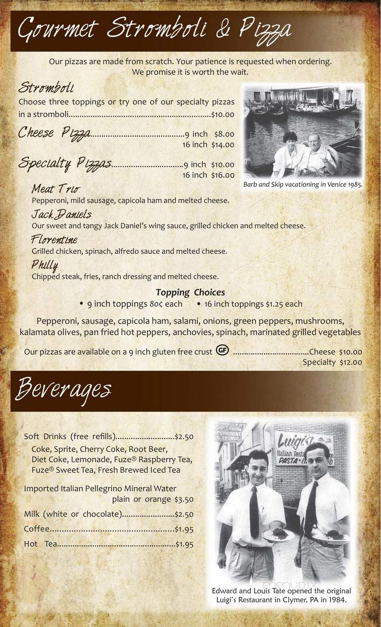 Luigi's Ristorante - DuBois, PA menu_pic
