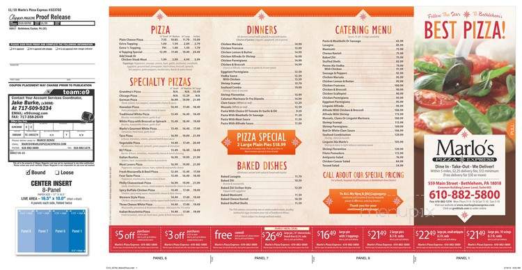 Marco's Pizza Express - Bethlehem, PA menu_pic