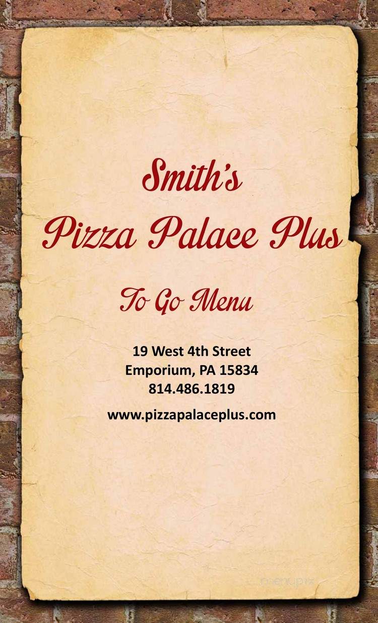 Smith's Pizza Palace Plus - Emporium, PA menu_pic