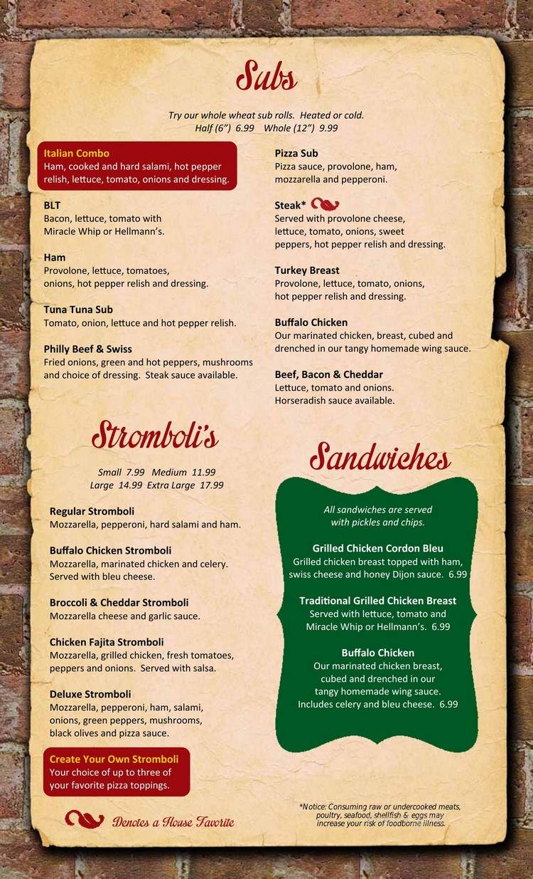 Smith's Pizza Palace Plus - Emporium, PA menu_pic
