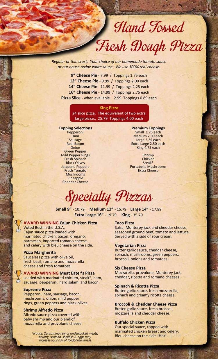 Smith's Pizza Palace Plus - Emporium, PA menu_pic