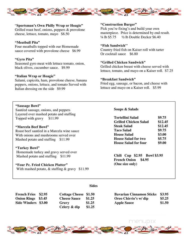 Sportsman's Paradise - Leeper, PA menu_pic