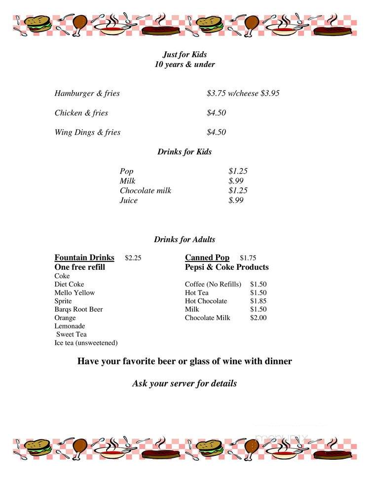 Sportsman's Paradise - Leeper, PA menu_pic