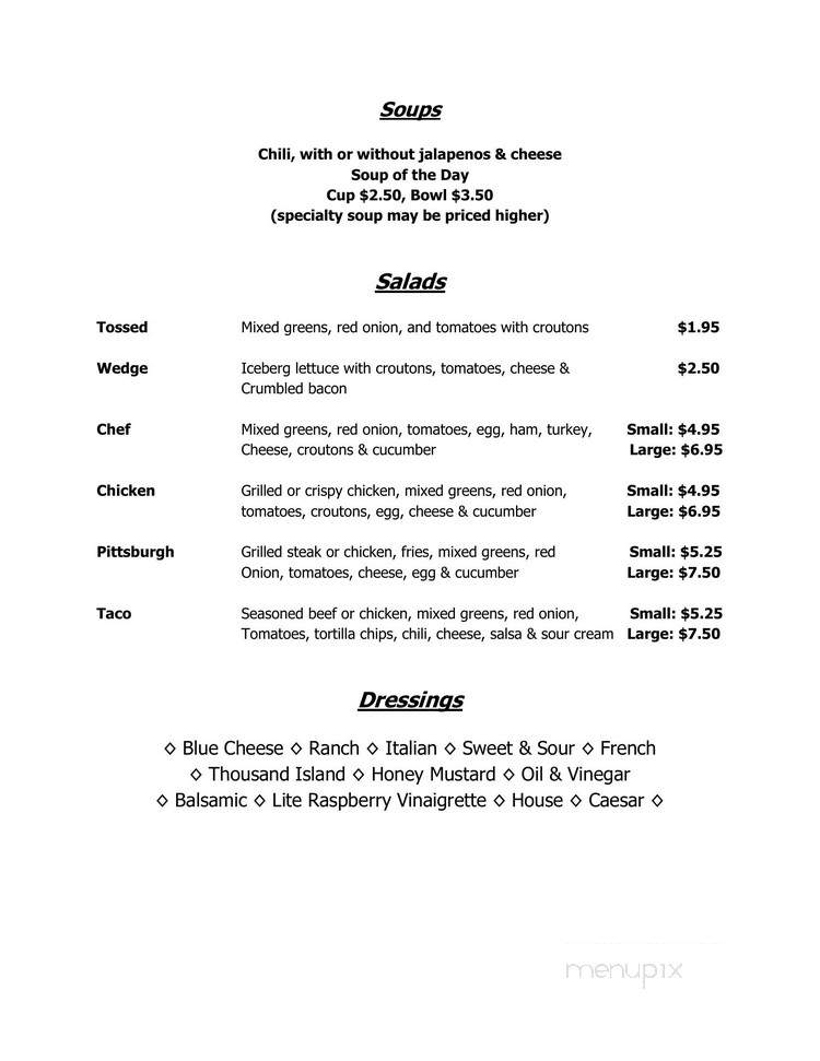 Strevig's - Benton, PA menu_pic