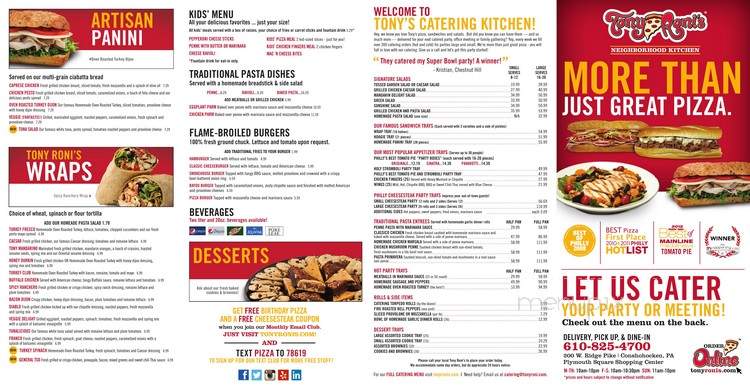 Tony Roni's Conshohocken - Conshohocken, PA menu_pic