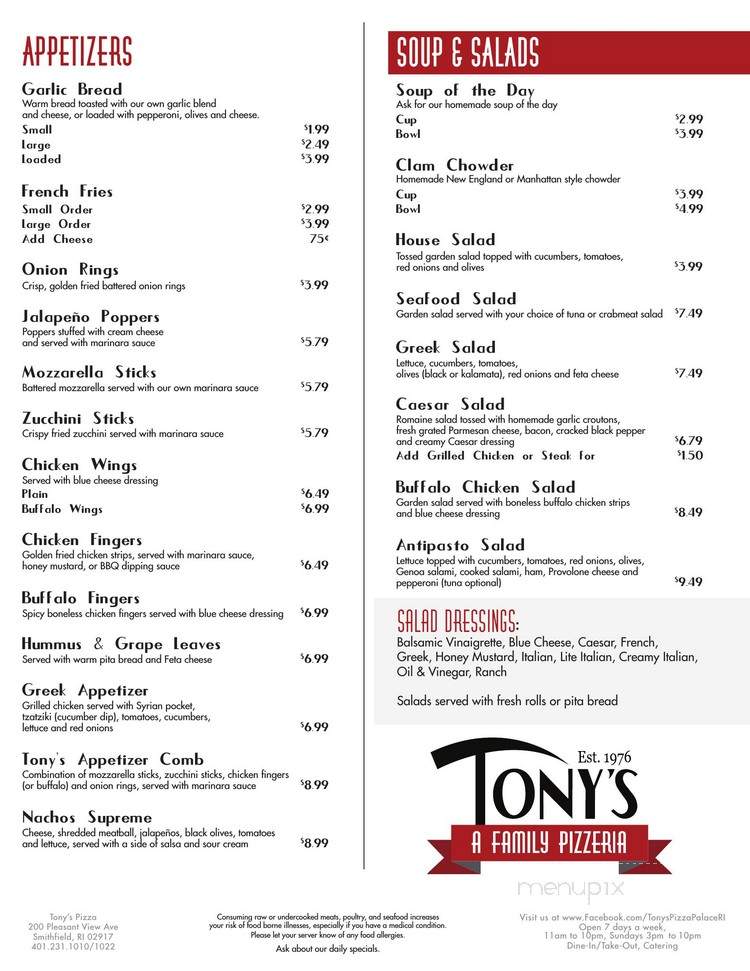 Tony's Pizza Palace - Smithfield, RI