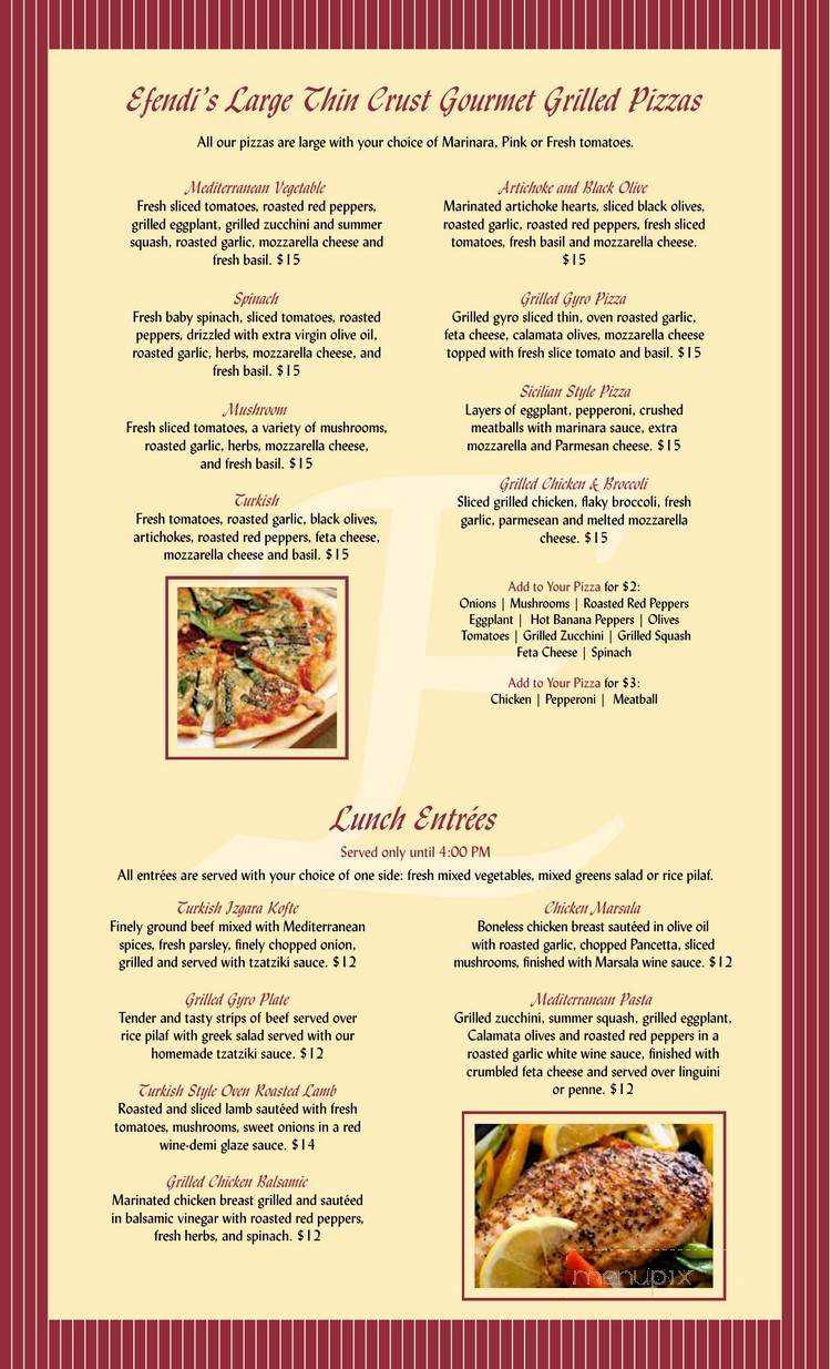 Efendi's Mediterranean Cuisine - Cranston, RI menu_pic