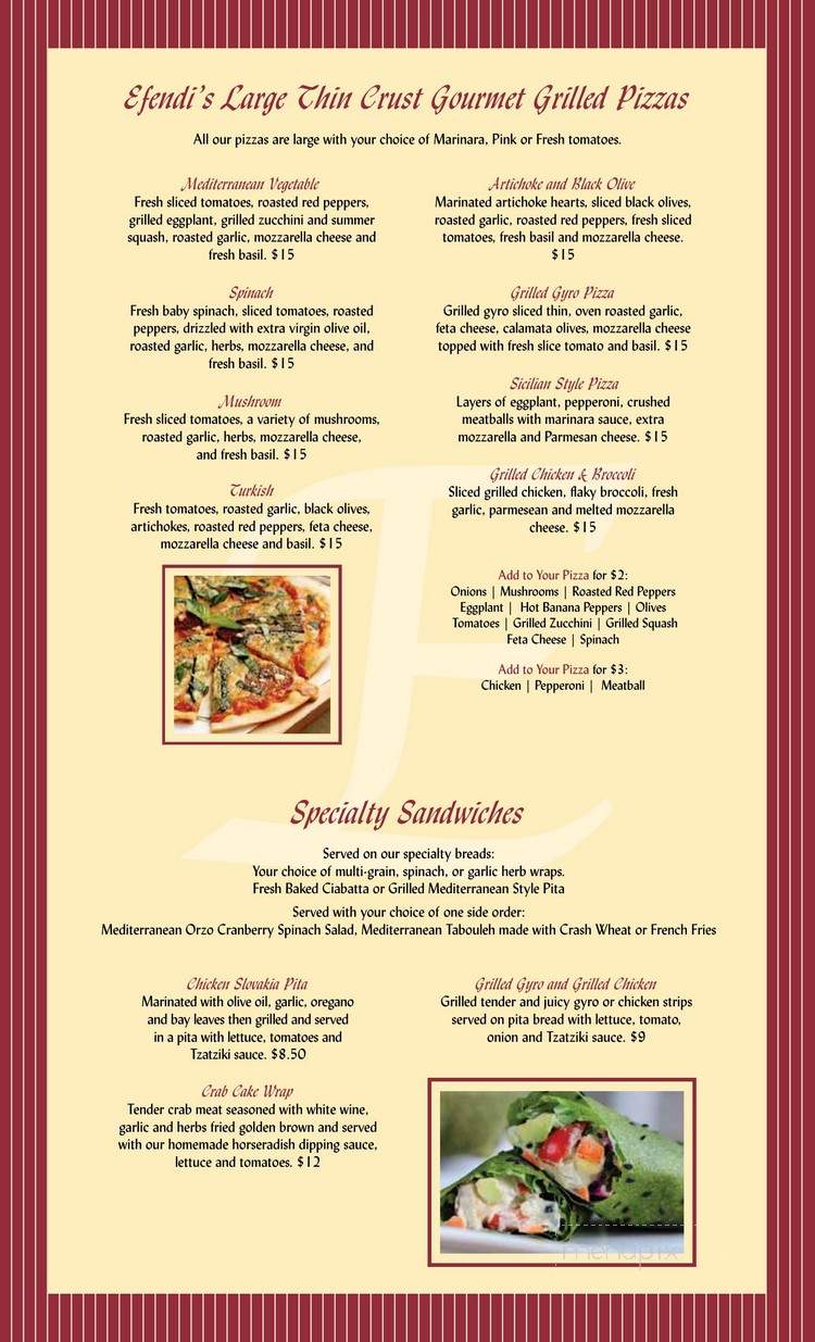 Efendi's Mediterranean Cuisine - Cranston, RI menu_pic