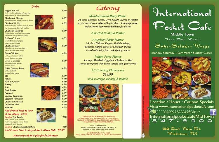 Inernational Pocket Cafe - Middletown, RI menu_pic