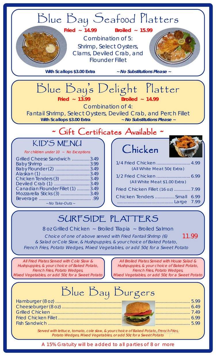 Blue Bay Seafood Of Gaffney - Gaffney, SC menu_pic