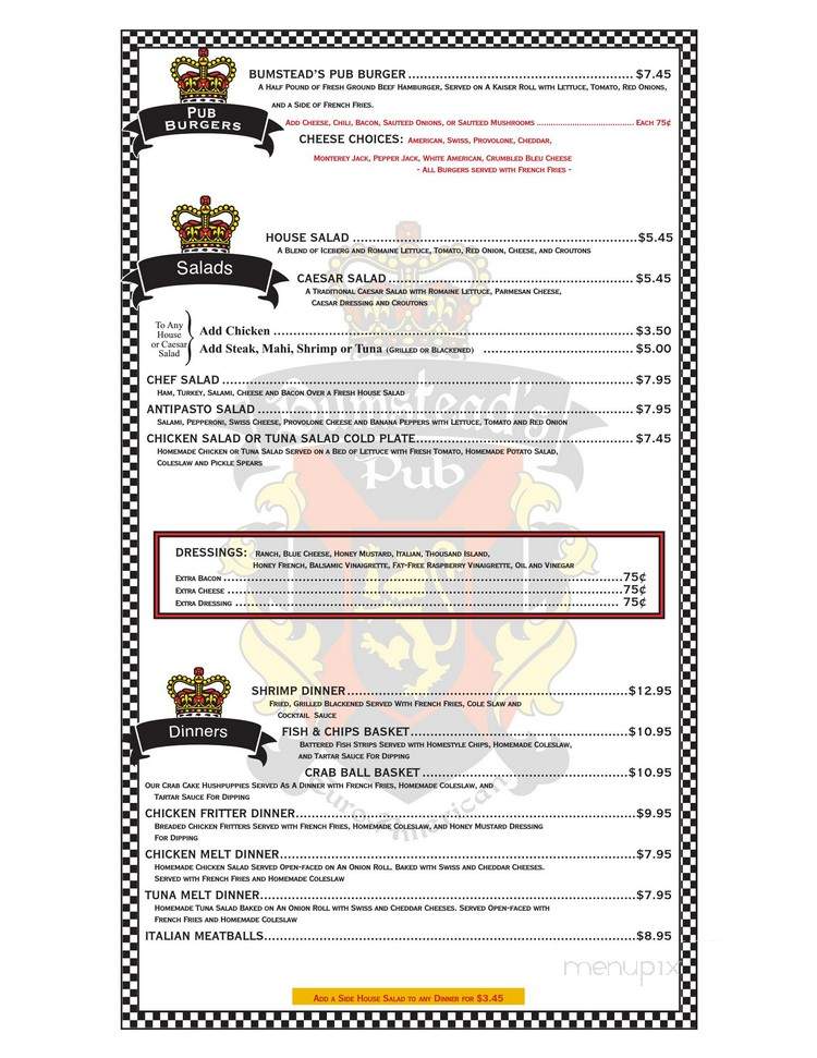 Bumstead's - Myrtle Beach, SC menu_pic
